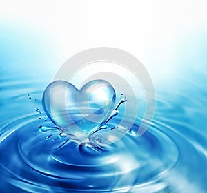 3D water heart and circles on the water