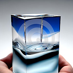 3d water, slice of water, water in hand