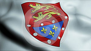 3D Waved France Coat of Arms Department Flag of Orne