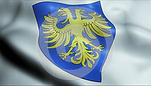 3D Waved France Coat of Arms Flag of Alencon