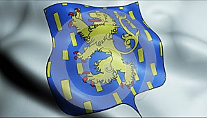 3D Waved France Coat of Arms Flag of Auxerre