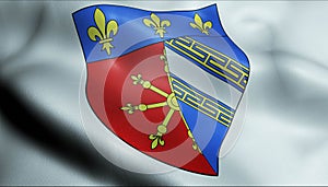 3D Waved France Coat of Arms Flag of Chaumont