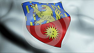 3D Waved France Coat of Arms Flag of Dole