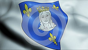 3D Waved France Coat of Arms Flag of Gif sur Yvette