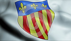 3D Waved France Coat of Arms Flag of Millau