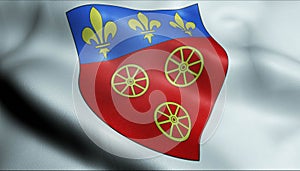 3D Waved France Coat of Arms Flag of Rodez