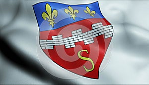 3D Waved France Coat of Arms Flag of Saumur