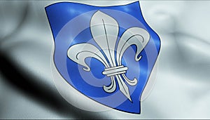 3D Waved France Coat of Arms Flag of Soissons