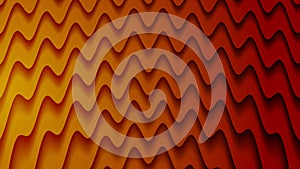 3d waves shapes going forward smooth animation footage background with dark orange background.