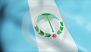 3D Waving Argentina Province Flag of Neuquen Closeup View