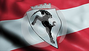 3D Waving Austria City Flag of Bludenz Closeup View