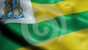 3D Waving Brazil City Flag of Aracaju Closeup View