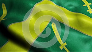 3D Waving Brazil City Flag of Campina Grande Closeup View