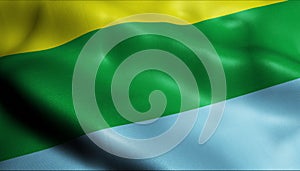 3D Waving Colombia City Flag of Calamar Closeup View