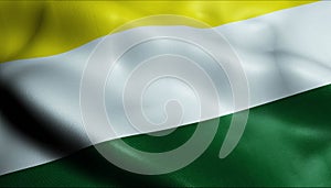 3D Waving Colombia City Flag of El Banco Closeup View