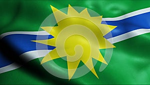 3D Waving Colombia City Flag of Medio Atrato Closeup View