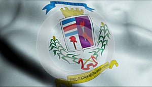 3D Waving Flag of Alajuela City of Costa Rica Closeup View