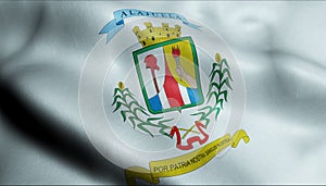 3D Waving Flag of Alajuela City of Costa Rica Closeup View