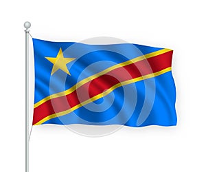 3d waving flag Democratic Republic Congo Isolated on white background