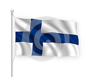 3d waving flag Finland Isolated on white background