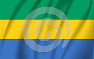 3D Waving Flag of Gabon. Vector illustrations. 10 eps