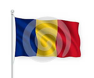 3d waving flag Romania Isolated on white background