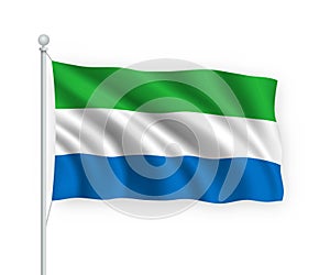 3d waving flag Sierra Leone Isolated on white background