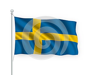 3d waving flag Sweden Isolated on white background