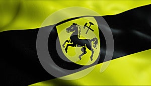 3D Waving Germany City Flag of Herne Closeup View