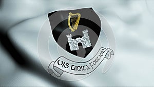 3D Waving Ireland City Flag of Tralee_ Closeup View