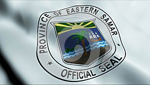 3D Waving Philippines Province Flag of Eastern Samar Closeup View