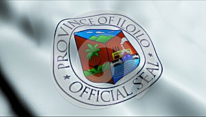 3D Waving Philippines Province Flag of Iloilo Closeup View