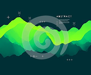 3D Wavy Background. Dynamic Effect. Futuristic Technology Style. Design Template. Modern Pattern. Abstract Vector Illustration.