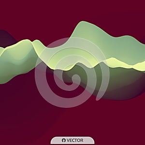 3D Wavy Background. Dynamic Effect. Futuristic Technology Style. Design Template. Modern Pattern. Abstract Vector Illustration for