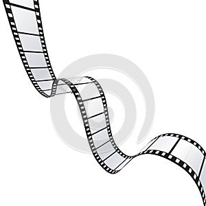 3d Wavy Film Strip. White background.