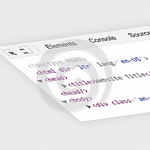 3D Website Code inspector console inspecting website elements with HTML code