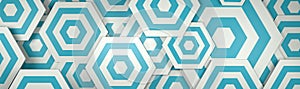 3D White and Blue Hexangon Background (Website Head)