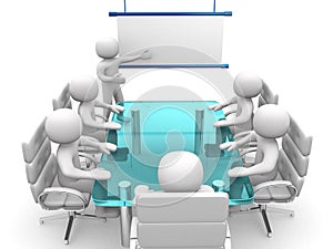 3d white business persons at a workshop