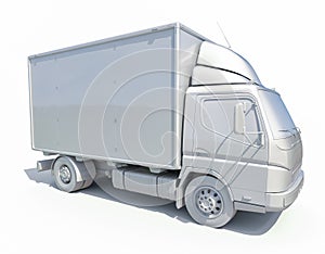 3d White Delivery Truck Icon