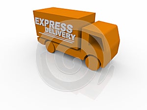 3D White Express Delivery Van