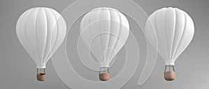 3d white hot air balloon isolated illustration