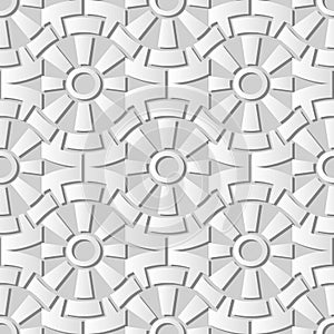 3D white paper art Round Gear Cross Geometry Flower