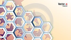 3d white paper or plastic hexagons on stars background