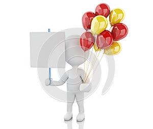 3d White people with balloons.