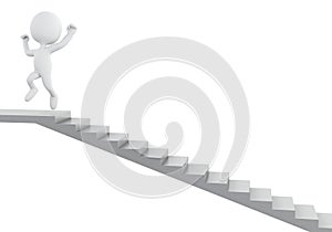 3d White people climbing stairs. Success in business.