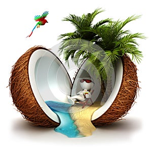 Dreidimensional weiß kokosnuss Paradies 