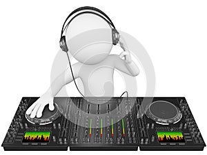 3D white people. DJ with a mixer