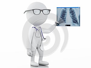 3d white people doctor with radiography