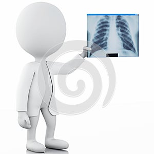 3d white people doctor with radiography