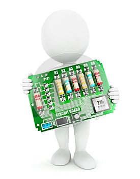 3d white people electronic circuit board